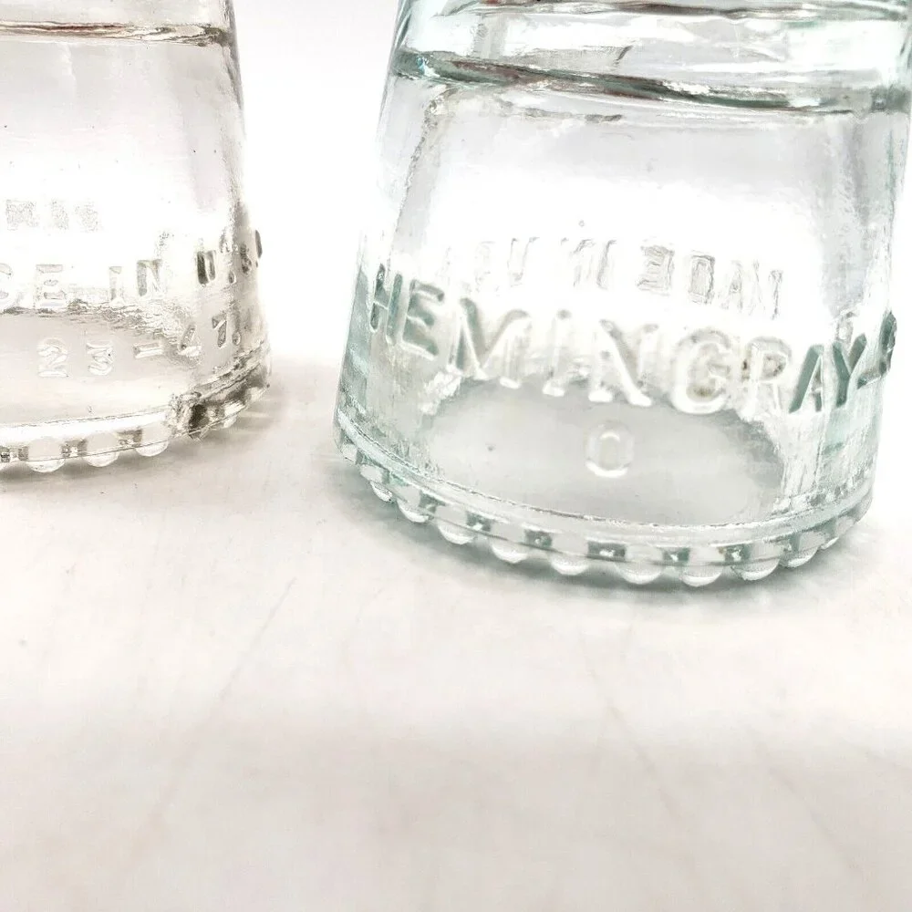Lot of 2 Hemingray No 9 Clear Glass Insulator Made in USA Antique Collectable